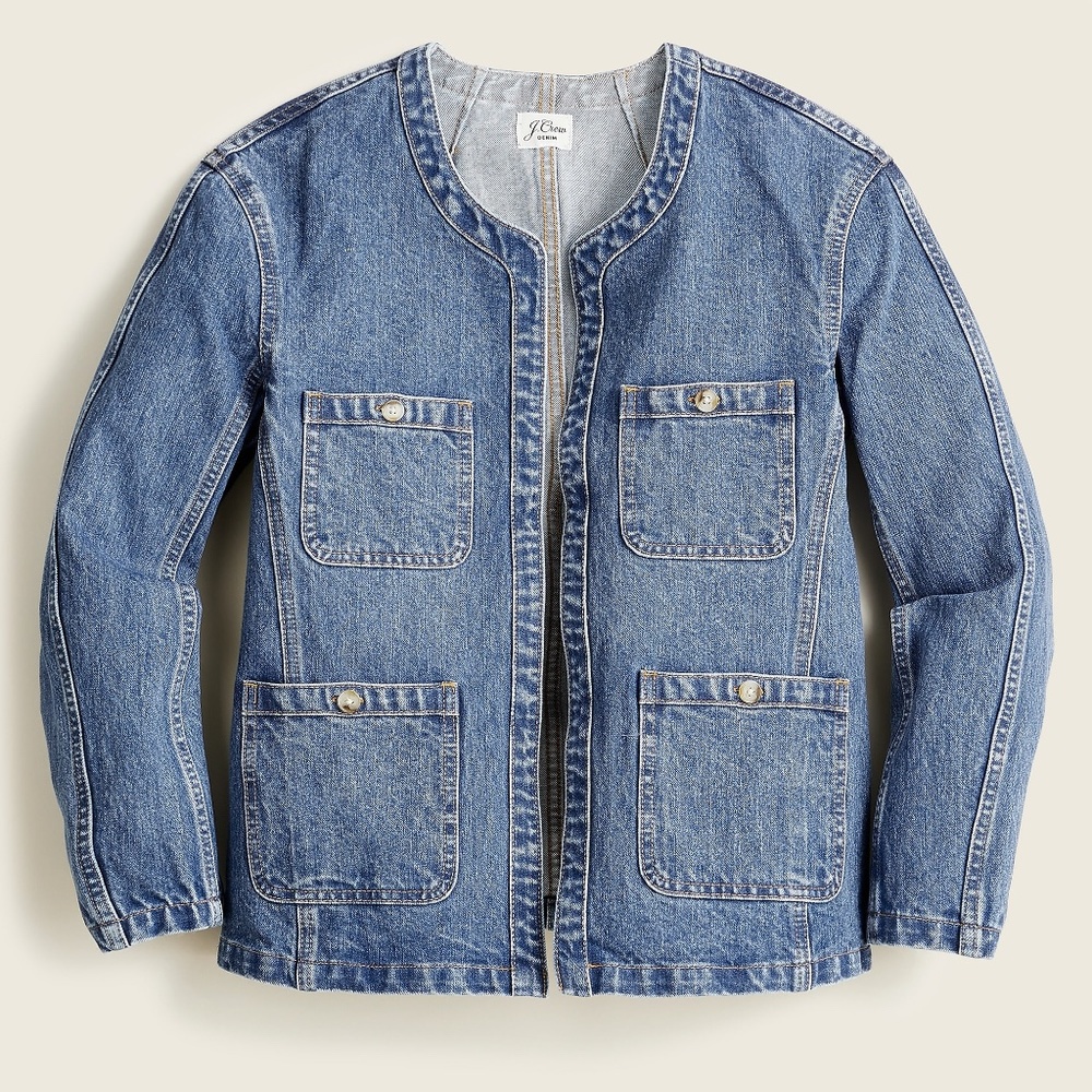 New JCREW Size L Simone Relaxed Denim Jacket
